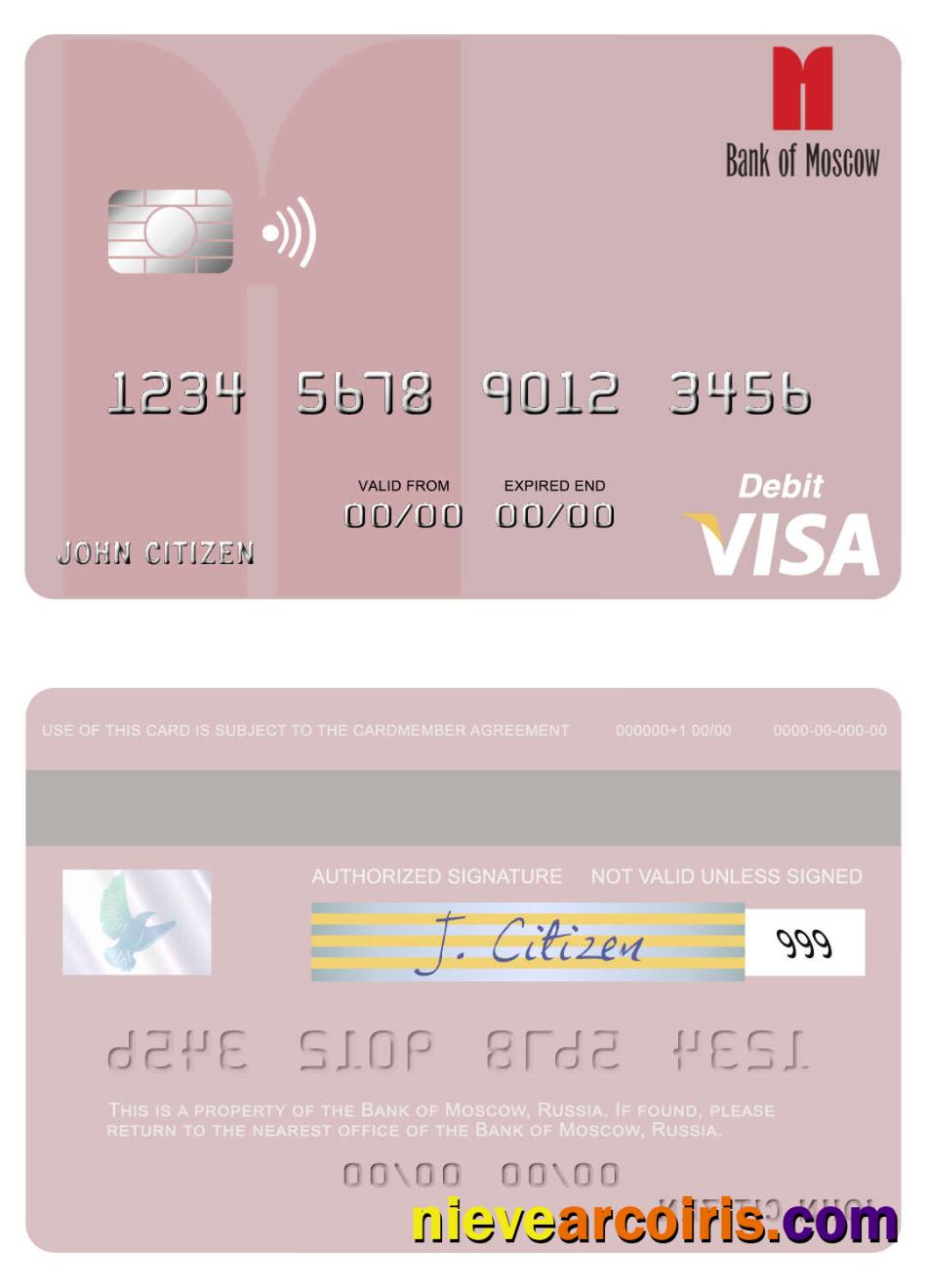 Russia Bank of Moscow visa debit card